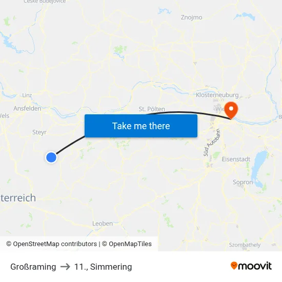 Großraming to 11., Simmering map