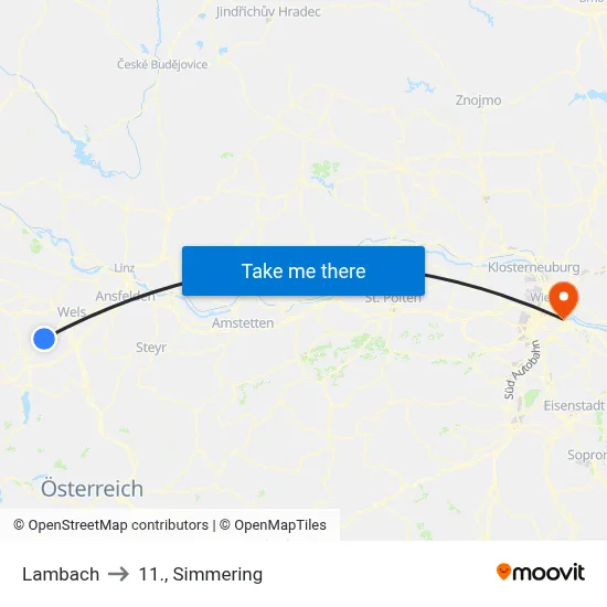 Lambach to 11., Simmering map