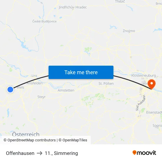 Offenhausen to 11., Simmering map