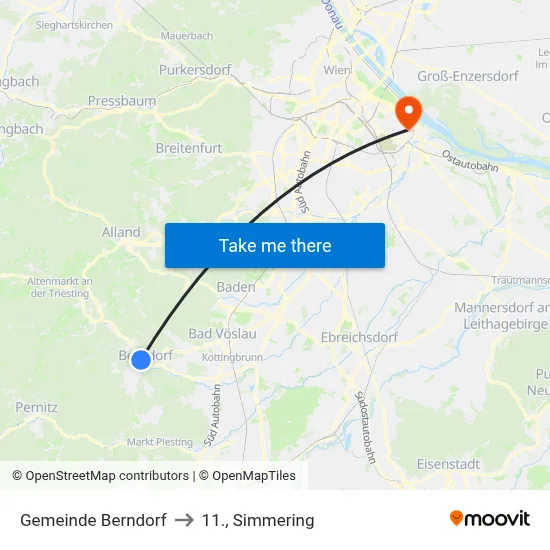 Gemeinde Berndorf to 11., Simmering map