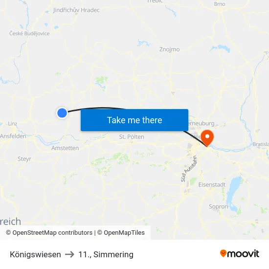 Königswiesen to 11., Simmering map