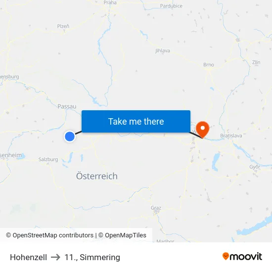 Hohenzell to 11., Simmering map