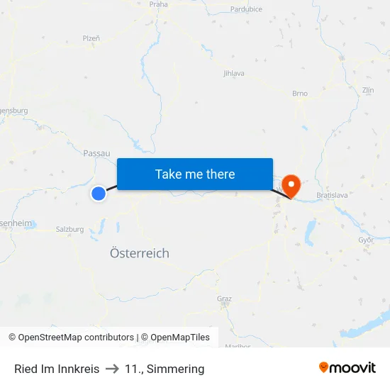Ried Im Innkreis to 11., Simmering map