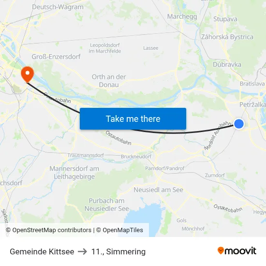 Gemeinde Kittsee to 11., Simmering map