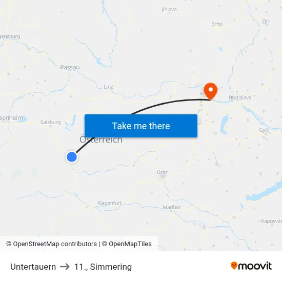 Untertauern to 11., Simmering map