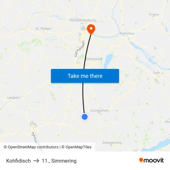Kohfidisch to 11., Simmering map