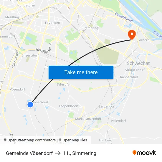 Gemeinde Vösendorf to 11., Simmering map