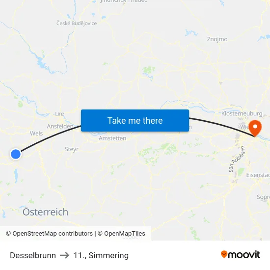Desselbrunn to 11., Simmering map