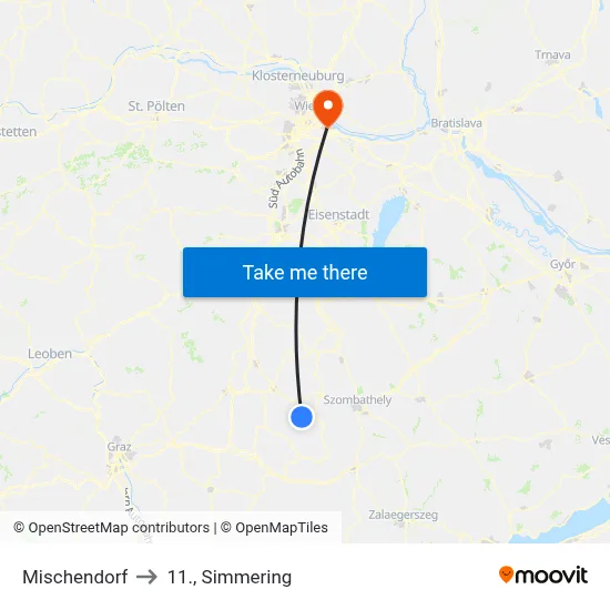 Mischendorf to 11., Simmering map
