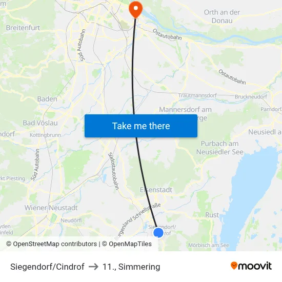 Siegendorf/Cindrof to 11., Simmering map