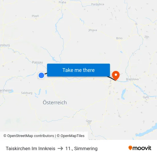 Taiskirchen Im Innkreis to 11., Simmering map