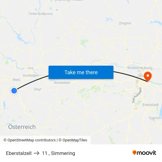 Eberstalzell to 11., Simmering map