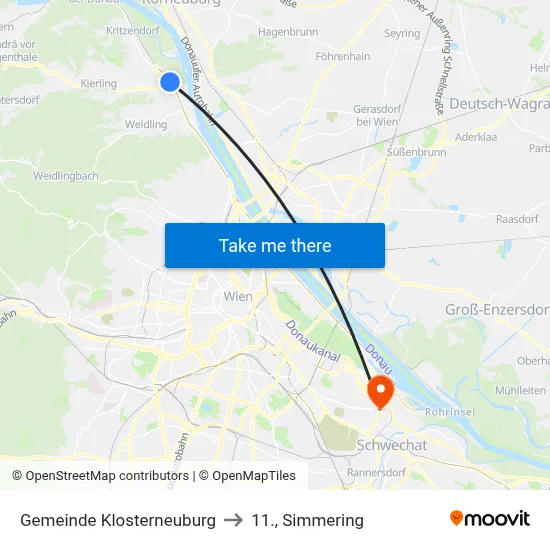 Gemeinde Klosterneuburg to 11., Simmering map