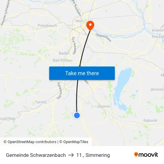 Gemeinde Schwarzenbach to 11., Simmering map