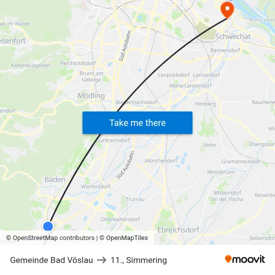 Gemeinde Bad Vöslau to 11., Simmering map