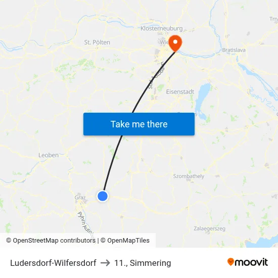 Ludersdorf-Wilfersdorf to 11., Simmering map