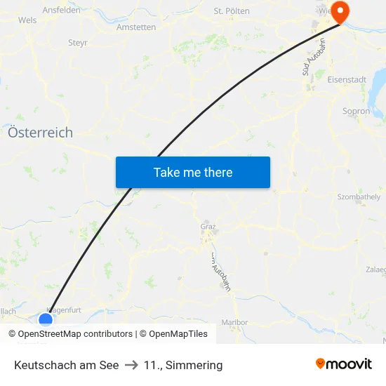 Keutschach am See to 11., Simmering map
