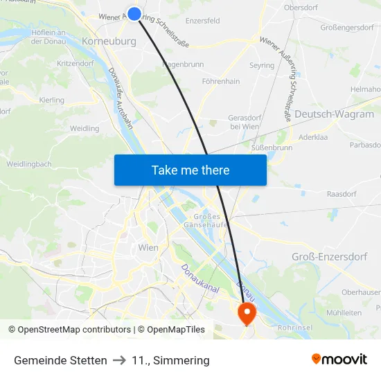 Gemeinde Stetten to 11., Simmering map