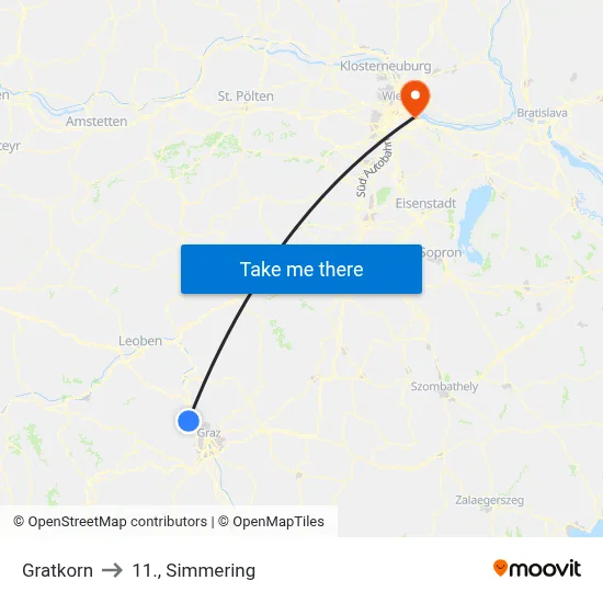 Gratkorn to 11., Simmering map