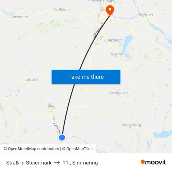 Straß In Steiermark to 11., Simmering map