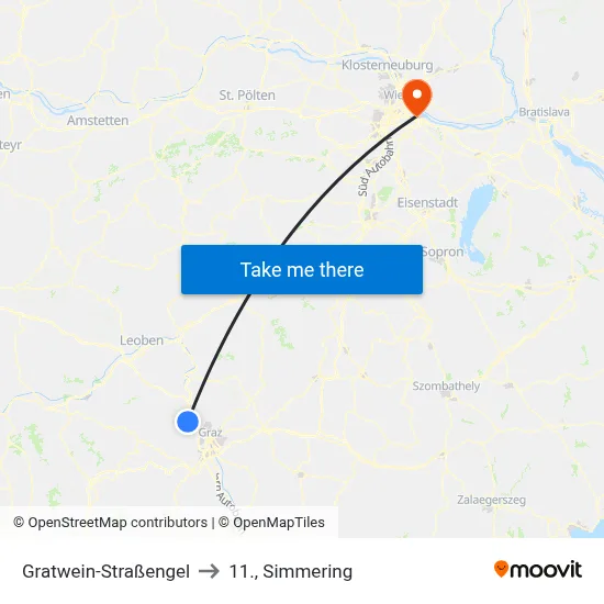 Gratwein-Straßengel to 11., Simmering map