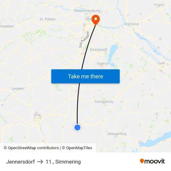 Jennersdorf to 11., Simmering map