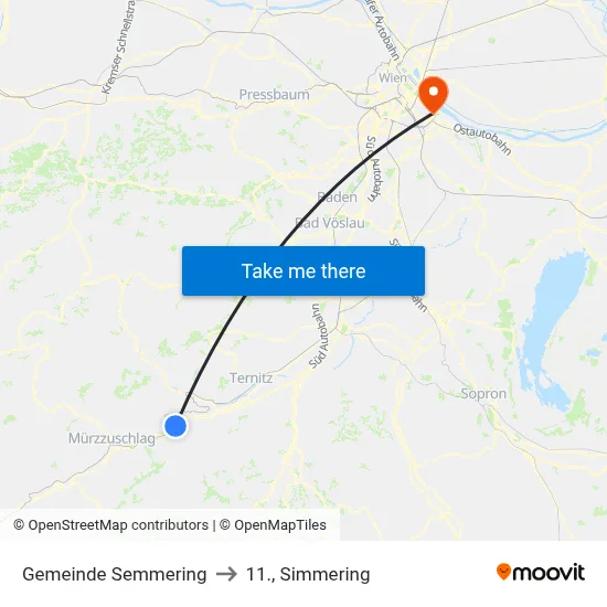 Gemeinde Semmering to 11., Simmering map