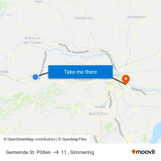 Gemeinde St. Pölten to 11., Simmering map