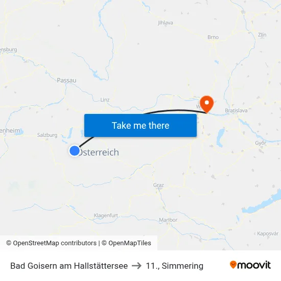 Bad Goisern am Hallstättersee to 11., Simmering map