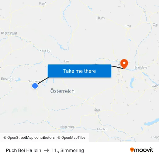 Puch Bei Hallein to 11., Simmering map