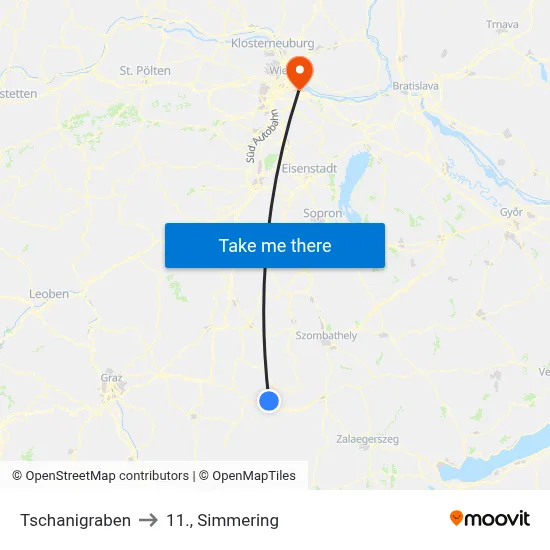 Tschanigraben to 11., Simmering map