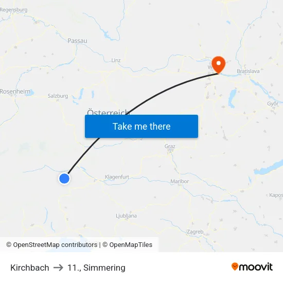Kirchbach to 11., Simmering map