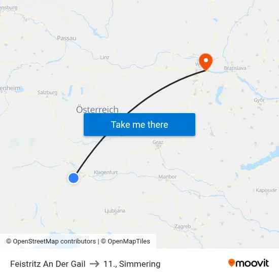 Feistritz An Der Gail to 11., Simmering map