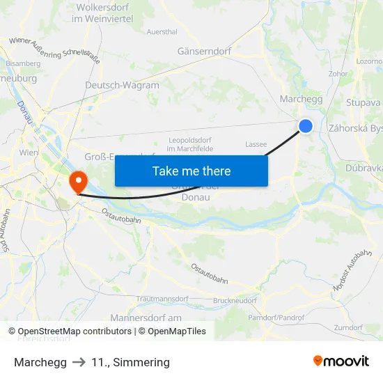 Marchegg to 11., Simmering map
