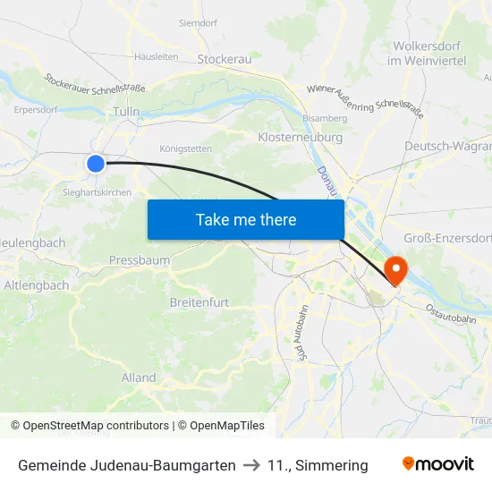 Gemeinde Judenau-Baumgarten to 11., Simmering map