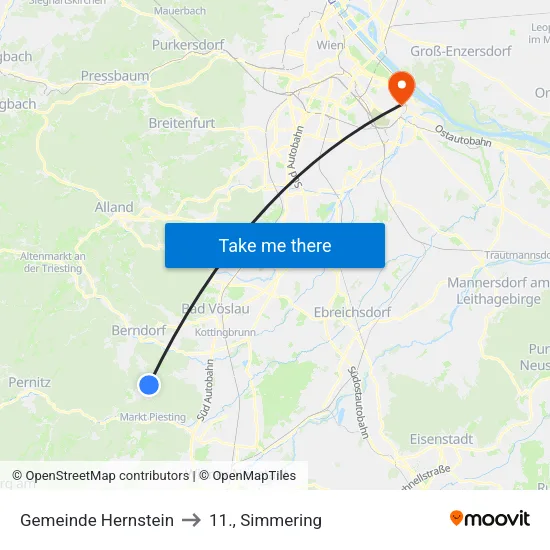 Gemeinde Hernstein to 11., Simmering map