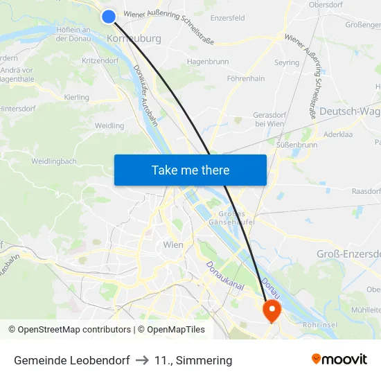 Gemeinde Leobendorf to 11., Simmering map