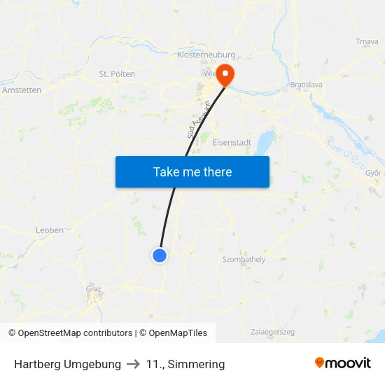 Hartberg Umgebung to 11., Simmering map
