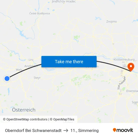 Oberndorf Bei Schwanenstadt to 11., Simmering map