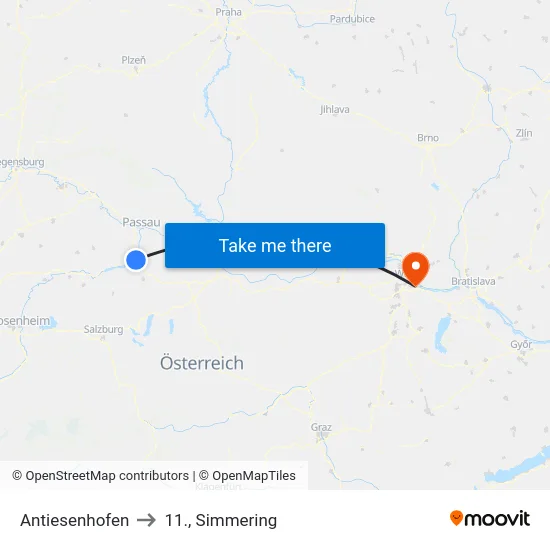 Antiesenhofen to 11., Simmering map