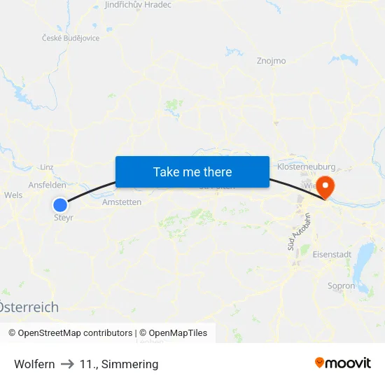 Wolfern to 11., Simmering map