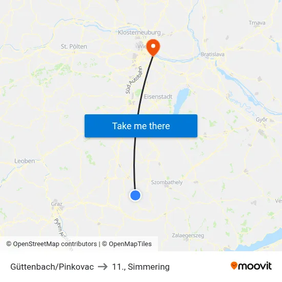 Güttenbach/Pinkovac to 11., Simmering map