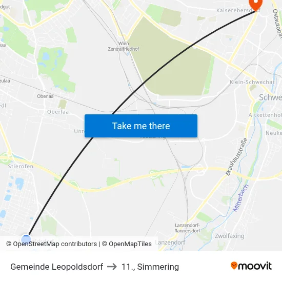 Gemeinde Leopoldsdorf to 11., Simmering map