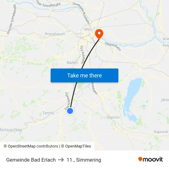 Gemeinde Bad Erlach to 11., Simmering map