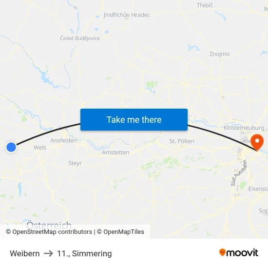 Weibern to 11., Simmering map