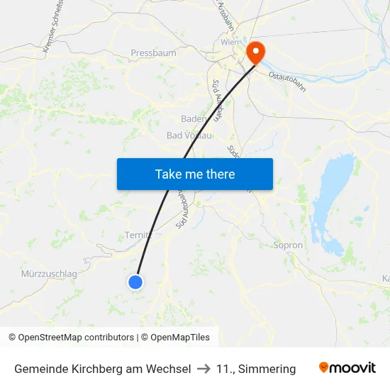 Gemeinde Kirchberg am Wechsel to 11., Simmering map