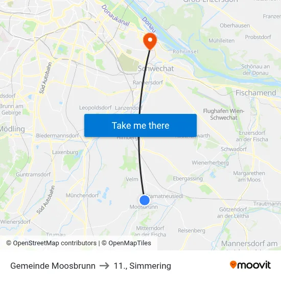 Gemeinde Moosbrunn to 11., Simmering map