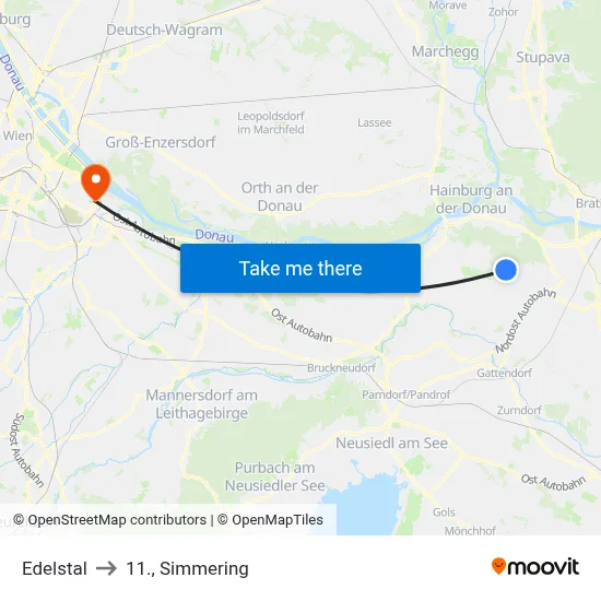 Edelstal to 11., Simmering map
