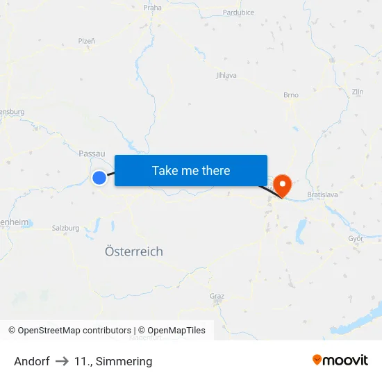 Andorf to 11., Simmering map