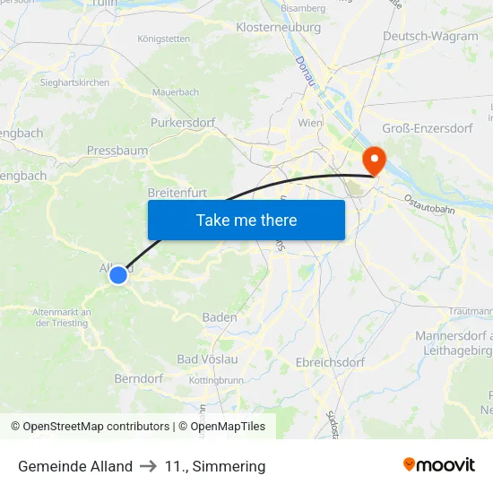Gemeinde Alland to 11., Simmering map